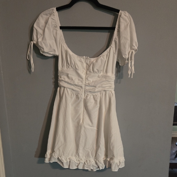 Hello Molly Elegant White Mini Dress Boho Cottagecore Ruffle Whimsical Flowy - Picture 4 of 5